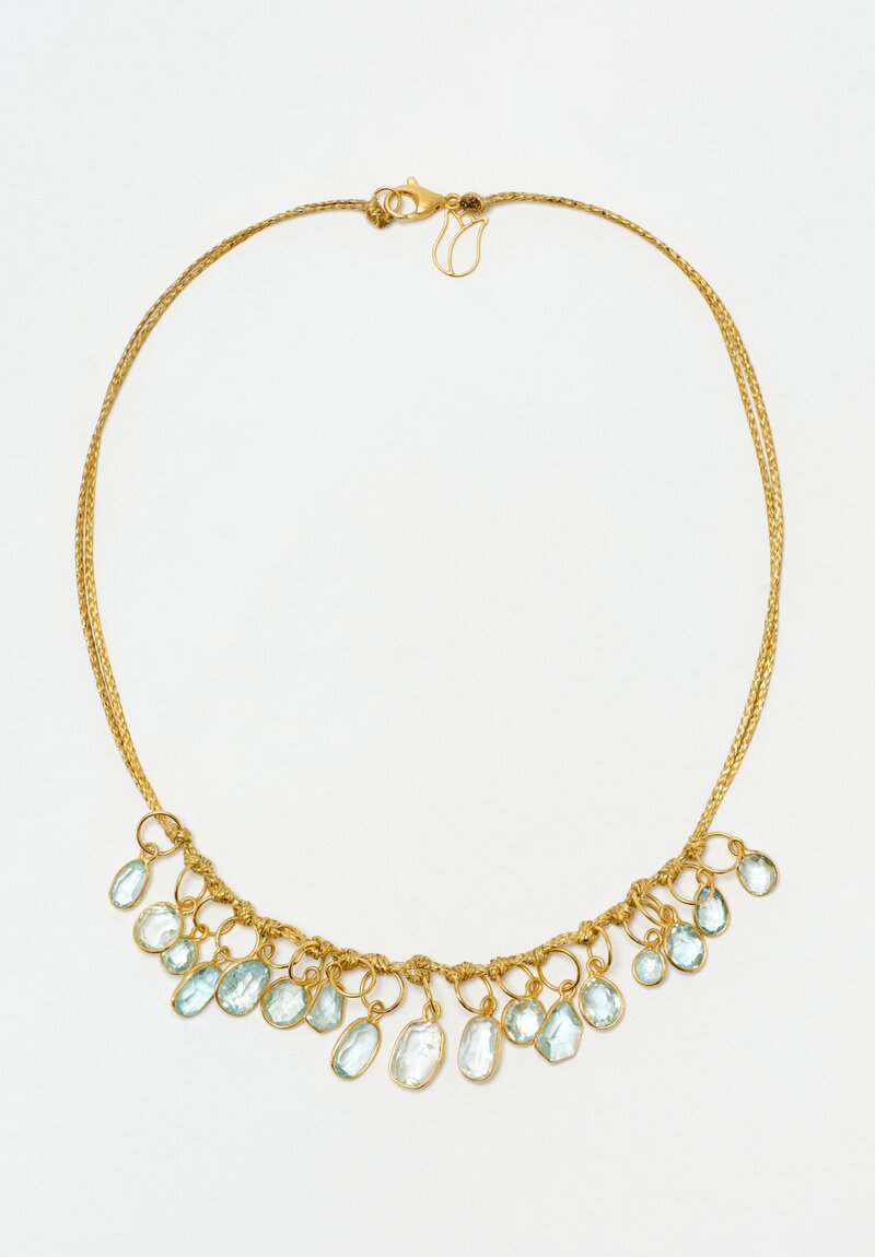 Pippa Small 18k, Aquamarine 17 Stone ShortNecklace 13 in