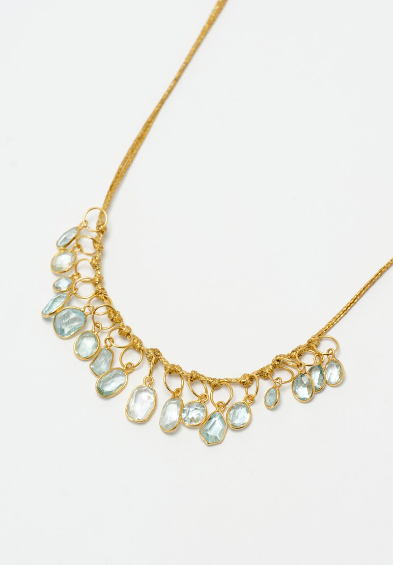Pippa Small 18k, Aquamarine 17 Stone ShortNecklace 13 in
