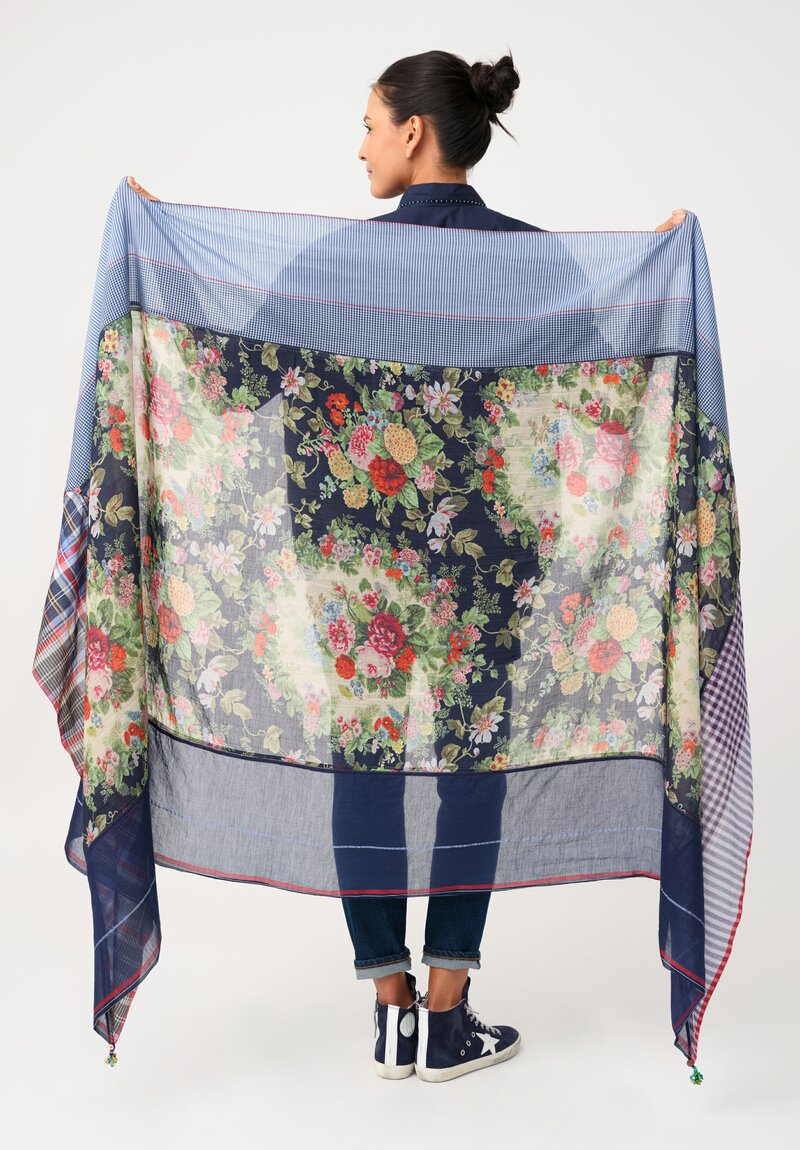 Pero Cotton Silk Embellished Floral Scarf