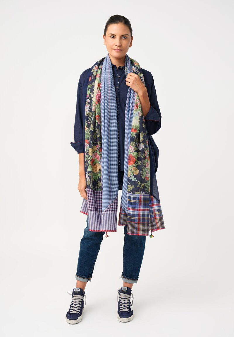 Pero Cotton Silk Embellished Floral Scarf