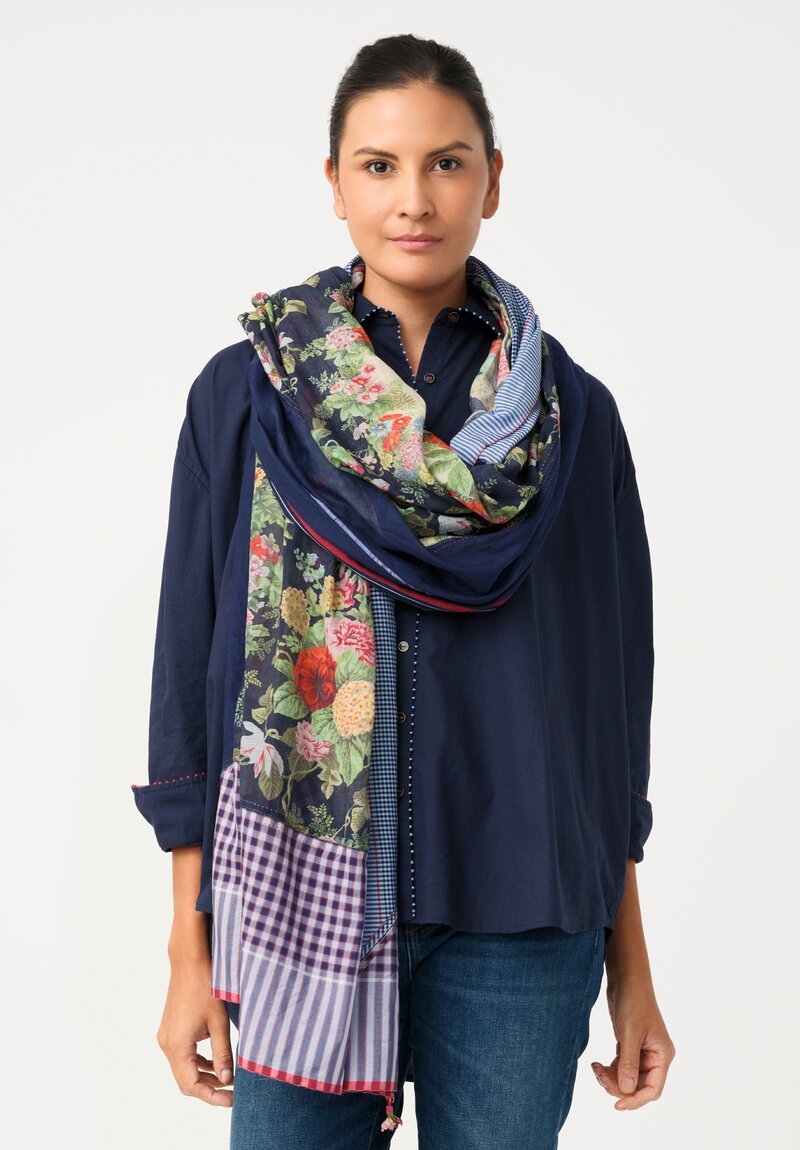 Pero Cotton Silk Embellished Floral Scarf
