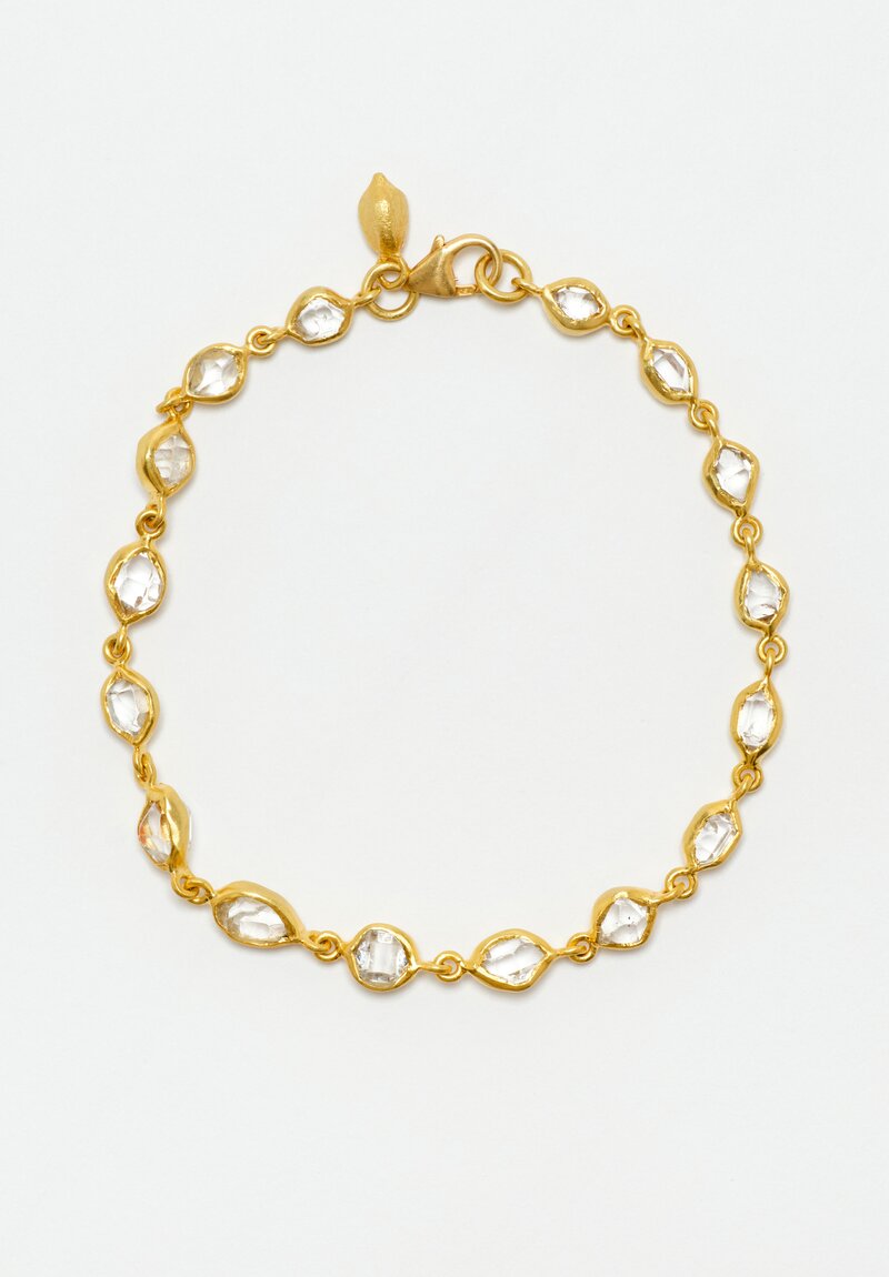 Pippa Small 18K Gold & Eye Shaped Bezel Set 6.65 Carat Herkimer Diamond Lobster Clasp Closure Bracelet from Greek Goddes of Winter Beira Collection Closed Top Shot View