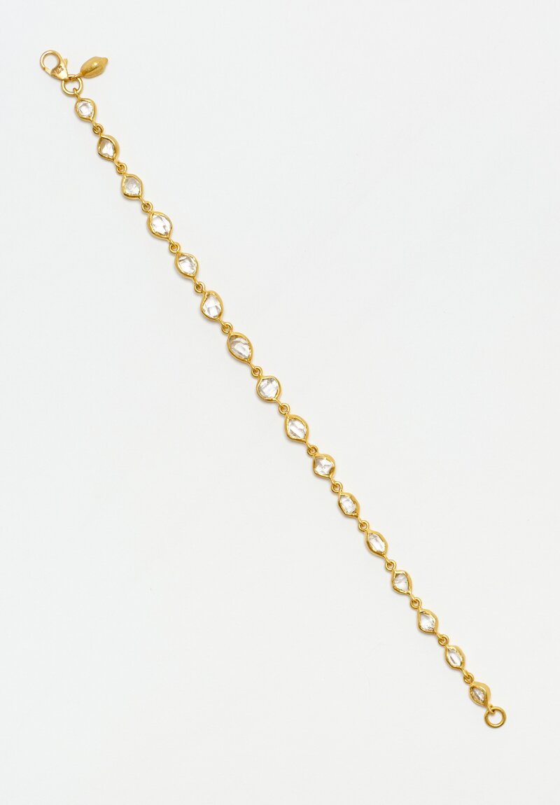 Pippa Small 18K Gold & Eye Shaped Bezel Set 6.65 Carat Herkimer Diamond Lobster Clasp Closure Bracelet from Greek Goddes of Winter Beira Collection Open Top Shot View