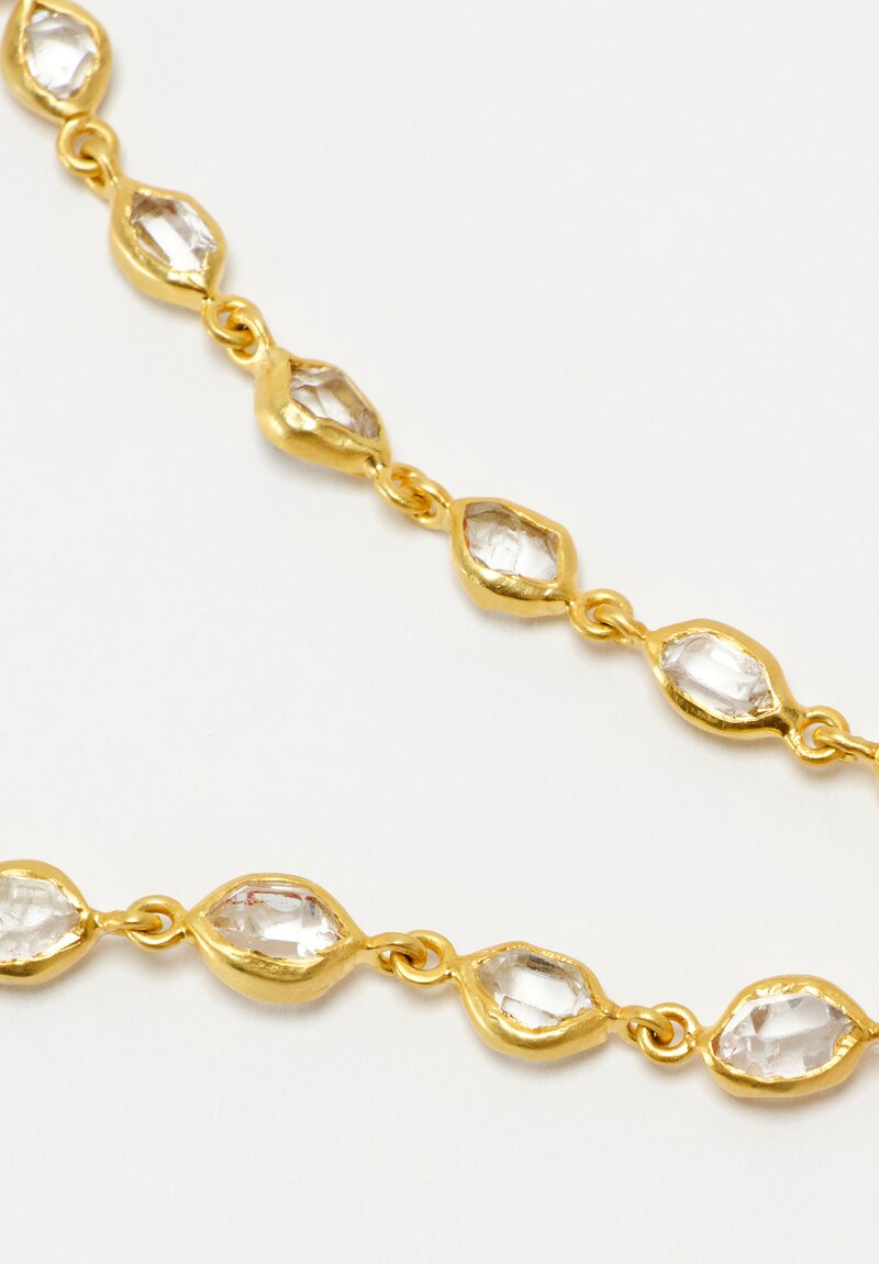 Pippa Small 18K Gold & Eye Shaped Bezel Set 6.65 Carat Herkimer Diamond Lobster Clasp Closure Bracelet from Greek Goddes of Winter Beira Collection Detail Shot Close Up View