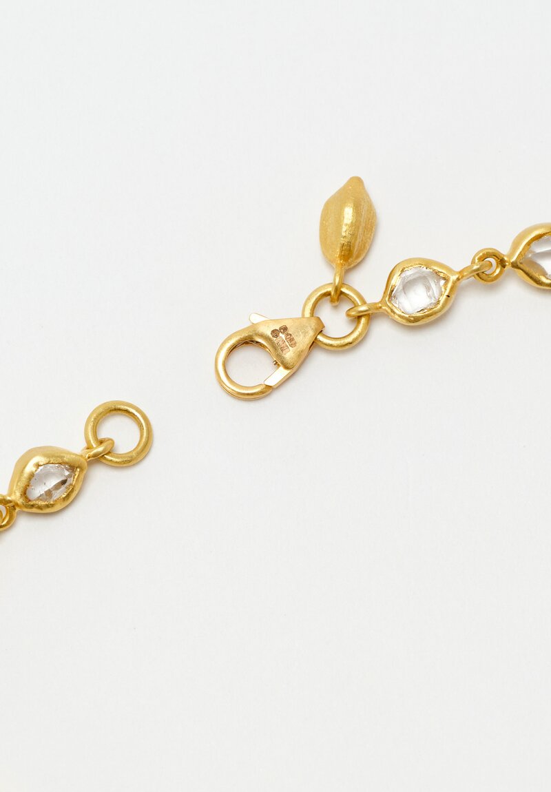 Pippa Small 18K Gold & Eye Shaped Bezel Set 6.65 Carat Herkimer Diamond Lobster Clasp Closure Bracelet from Greek Goddes of Winter Beira Collection Closure Detail Shot Close Up View