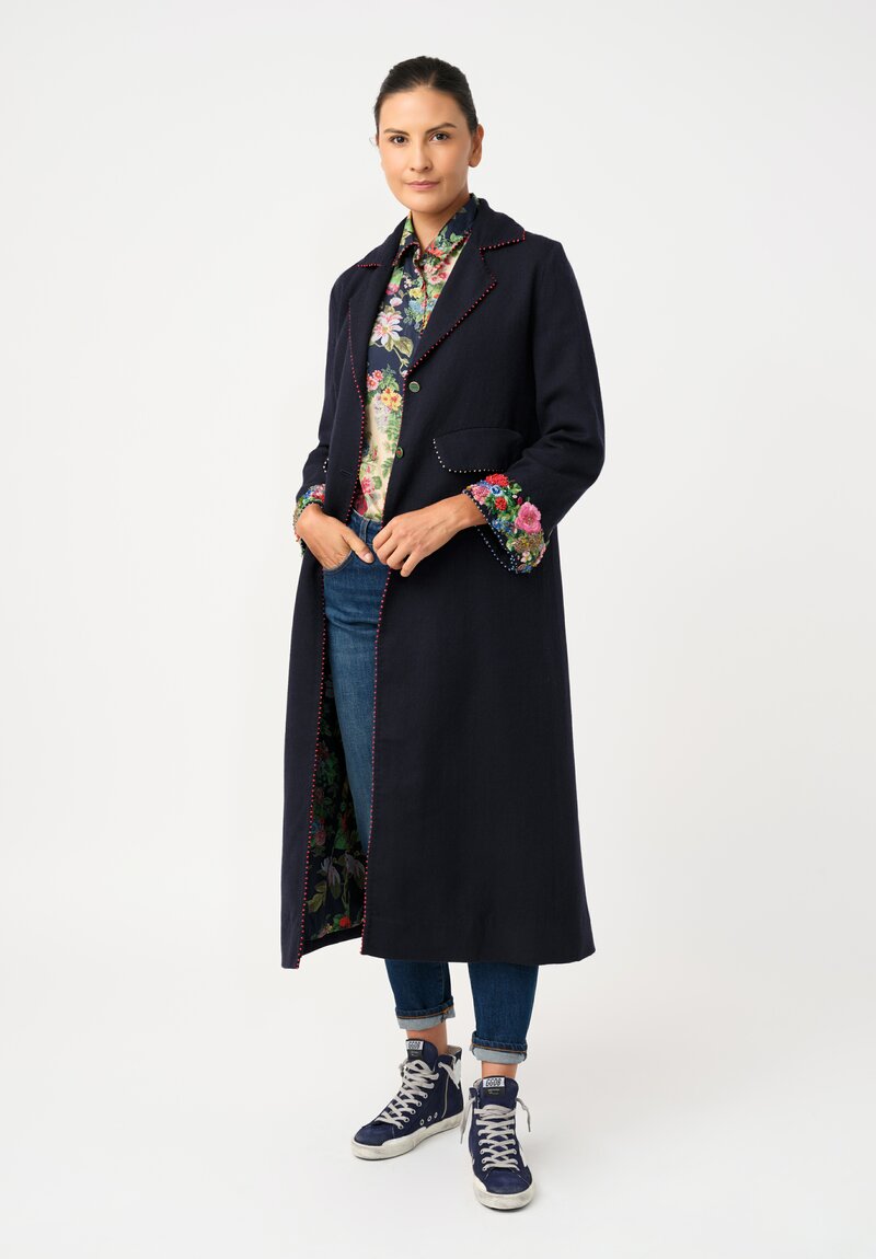 Péro Pashmina Coat with Gem-Studded Cuffs