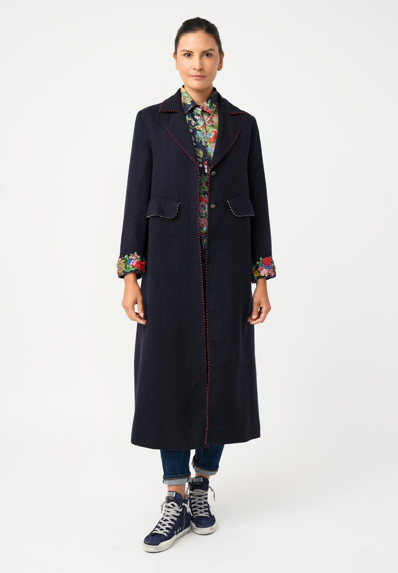Péro Pashmina Coat with Gem-Studded Cuffs