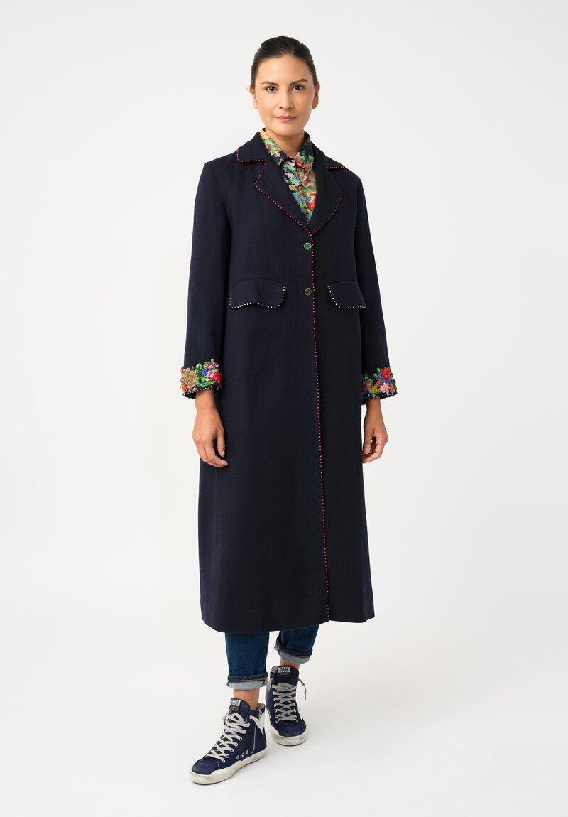 Péro Pashmina Coat with Gem-Studded Cuffs