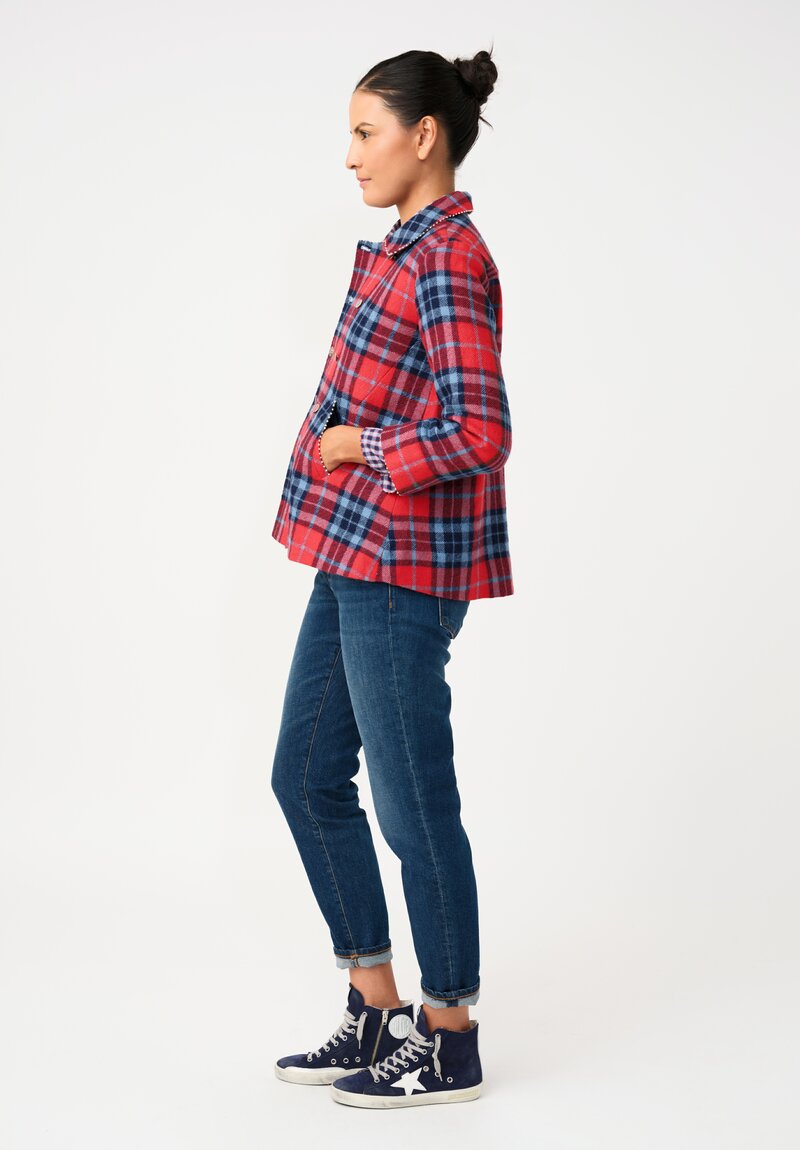 Péro Pashmina Double-Breasted Plaid Coat