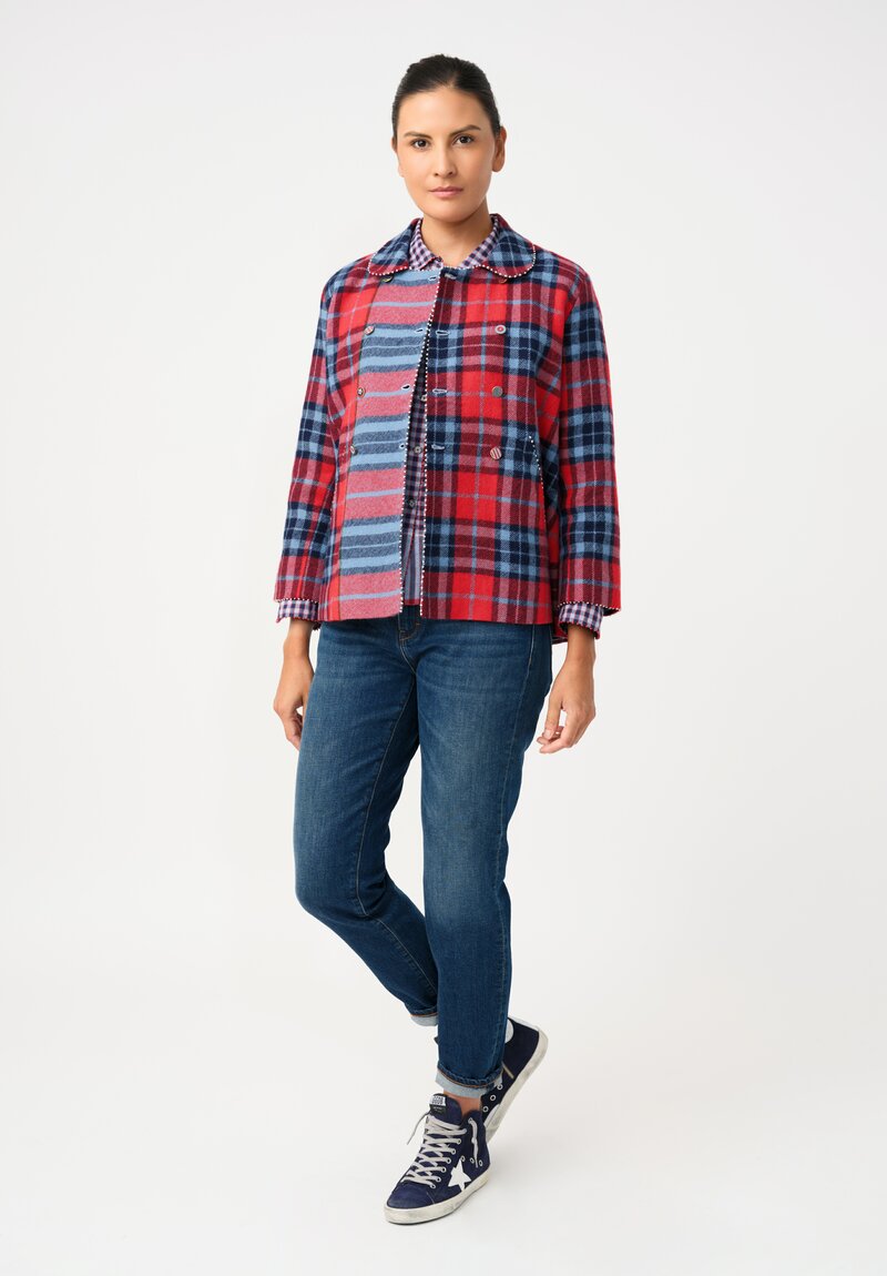 Péro Pashmina Double-Breasted Plaid Coat