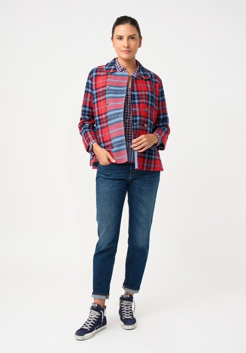 Péro Pashmina Double-Breasted Plaid Coat