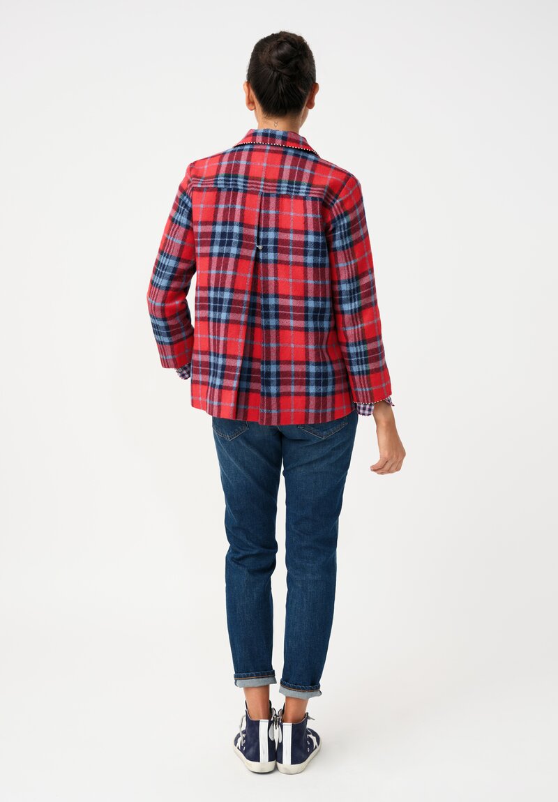 Péro Pashmina Double-Breasted Plaid Coat