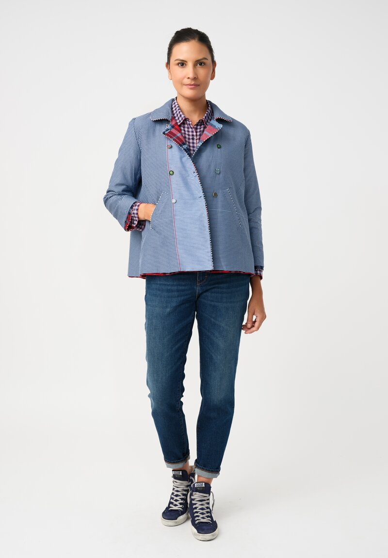 Péro Pashmina Double-Breasted Plaid Coat