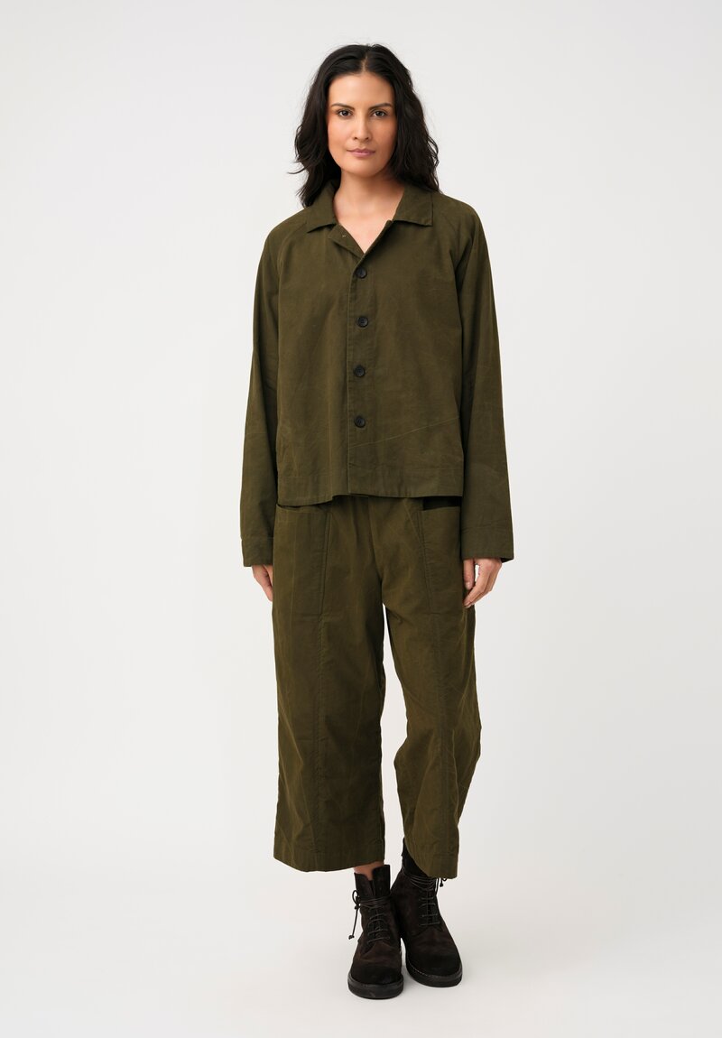 Biek Verstappen Cotton Raglan Button-Down Jacket in Khaki Green