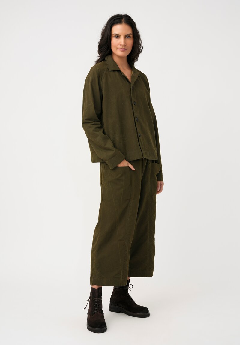 Biek Verstappen Cotton Raglan Button-Down Jacket in Khaki Green