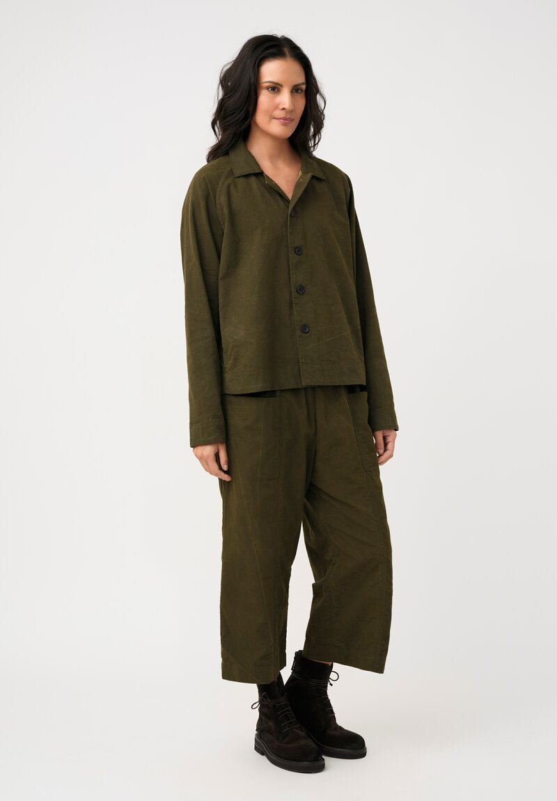 Biek Verstappen Cotton Raglan Button-Down Jacket in Khaki Green