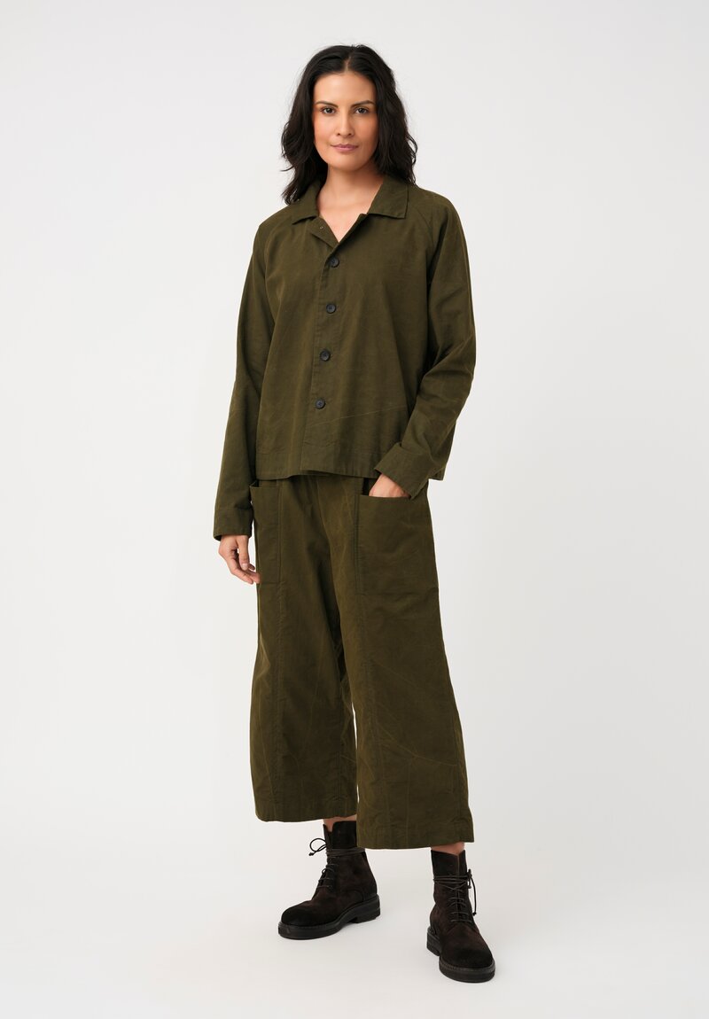 Biek Verstappen Cotton Front Pocket Paneled Pants in Khaki Green
