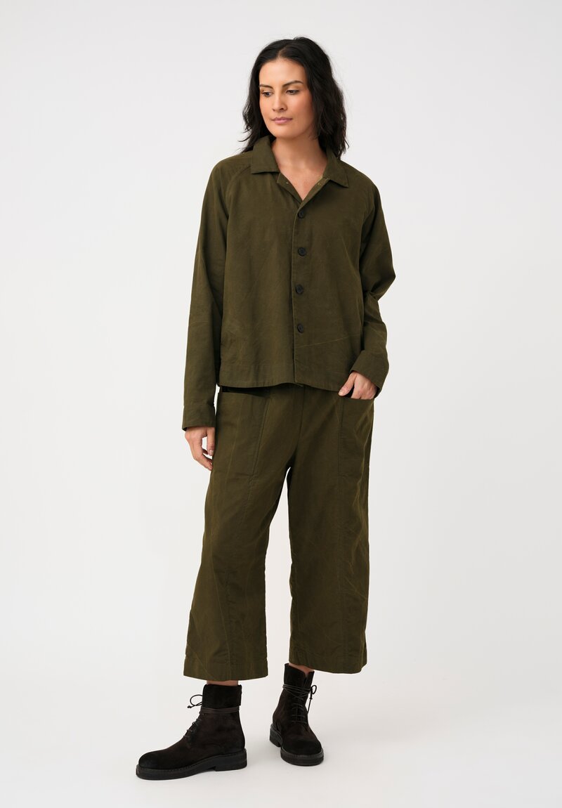 Biek Verstappen Cotton Front Pocket Paneled Pants in Khaki Green