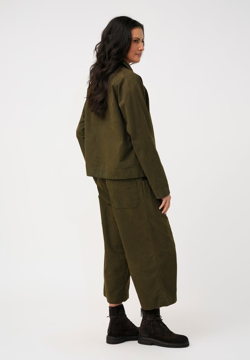 Biek Verstappen Cotton Front Pocket Paneled Pants in Khaki Green