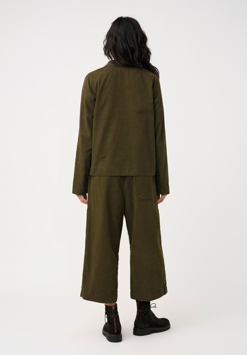 Biek Verstappen Cotton Front Pocket Paneled Pants in Khaki Green