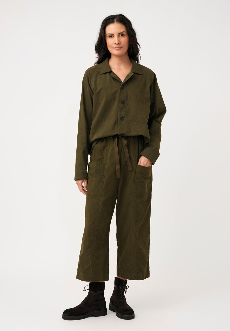 Biek Verstappen Cotton Front Pocket Paneled Pants in Khaki Green