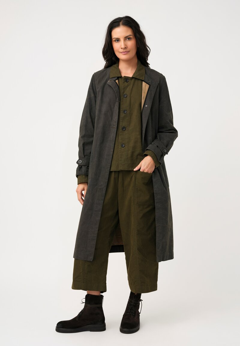 Biek Verstappen Cotton Front Pocket Paneled Pants in Khaki Green