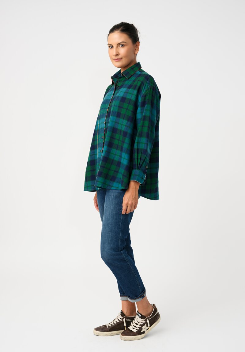 Péro Silk Hand-Knotted Plaid Button Down