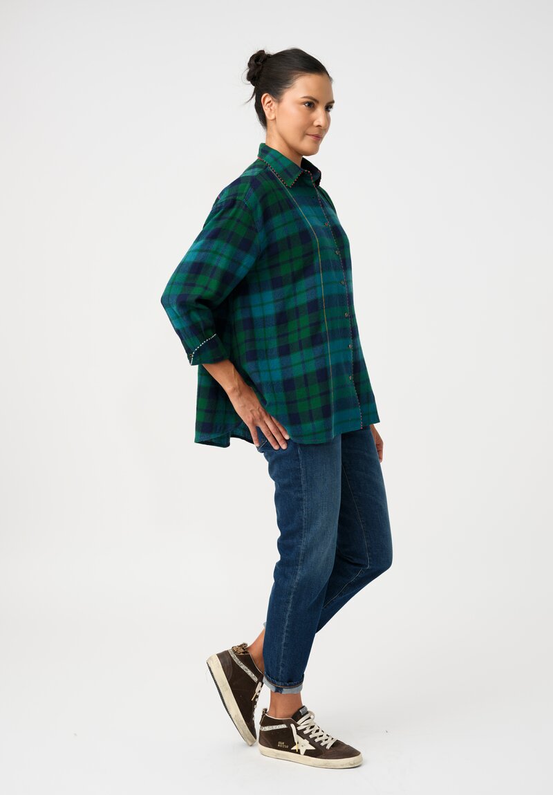 Péro Silk Hand-Knotted Plaid Button Down