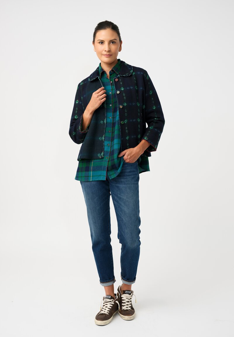 Péro Silk Hand-Knotted Plaid Button Down