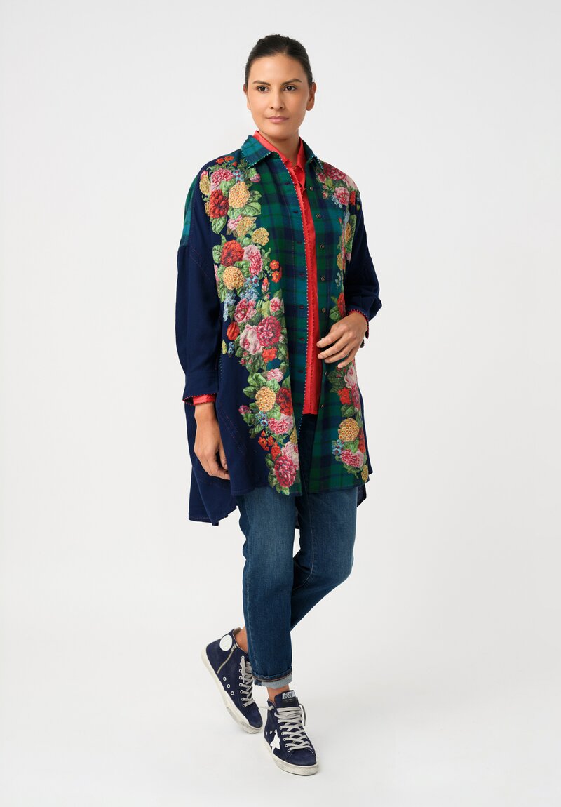 Péro Silk Appliqué Floral Hand-Knotted Tunic