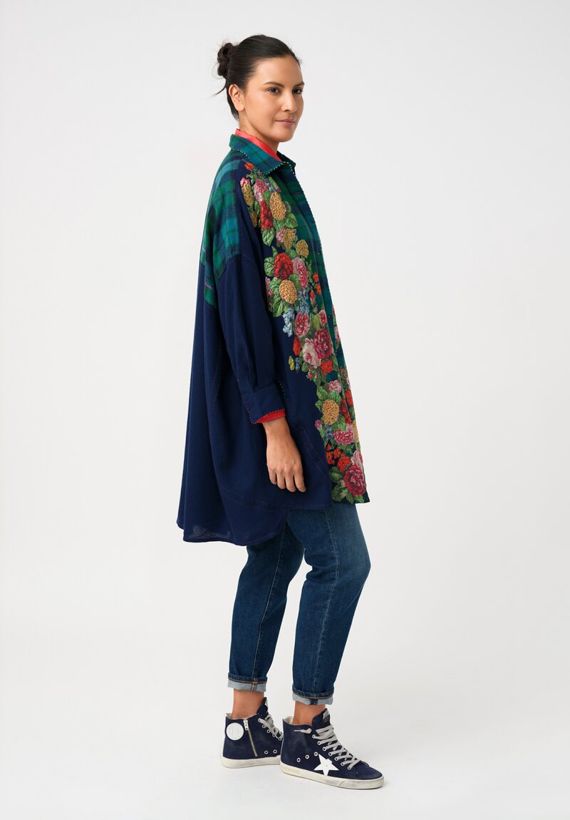 Péro Silk Appliqué Floral Hand-Knotted Tunic