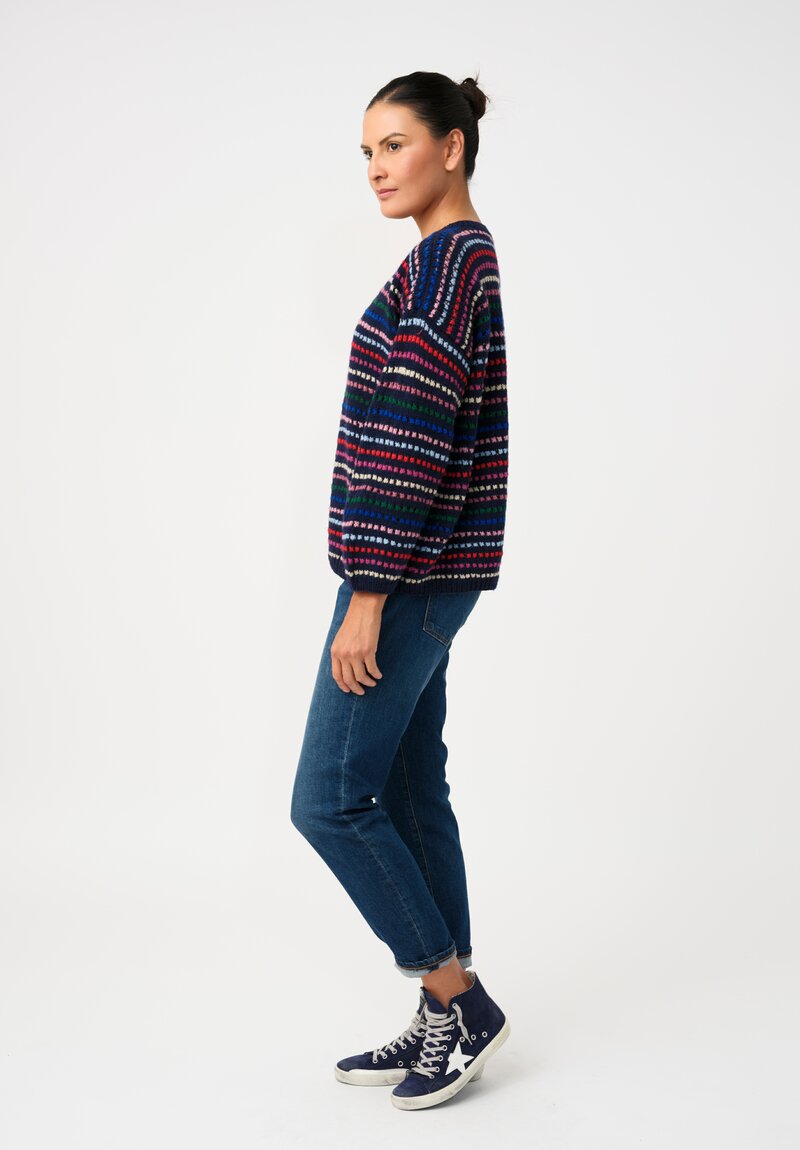 Péro Hand-Knit Striped Confetti Pullover Sweater