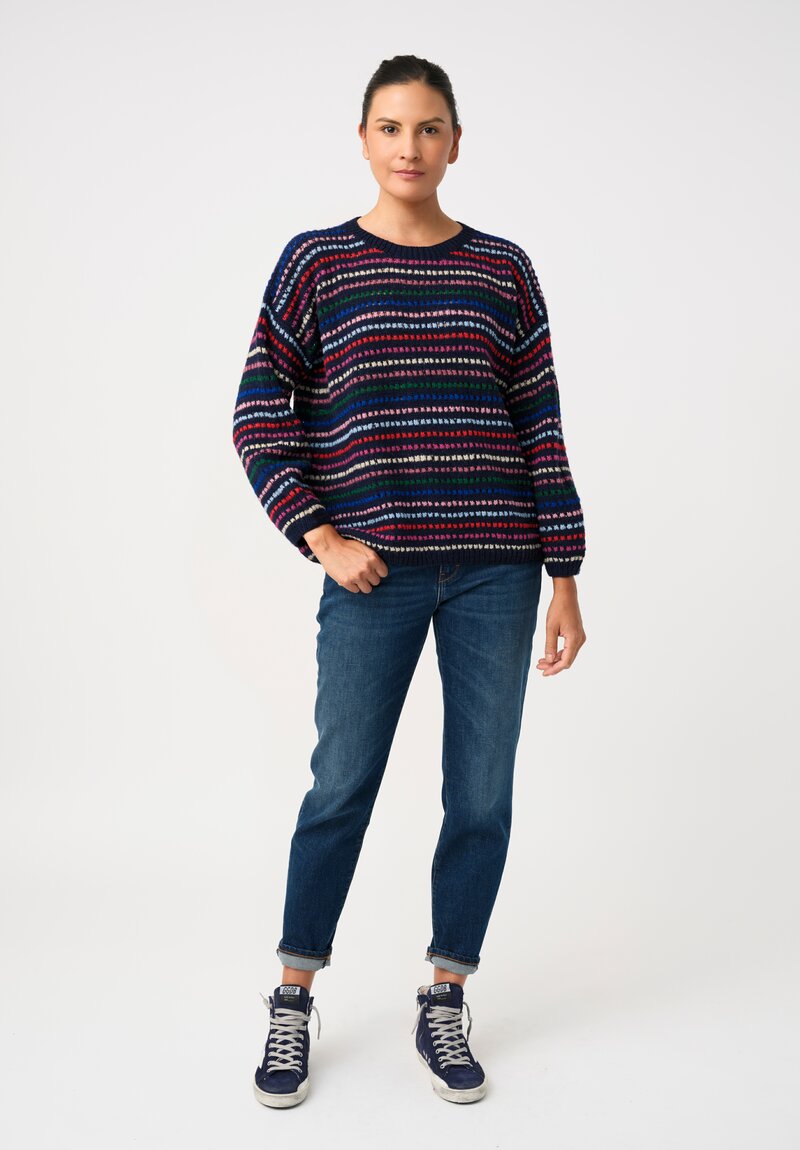 Péro Hand-Knit Striped Confetti Pullover Sweater