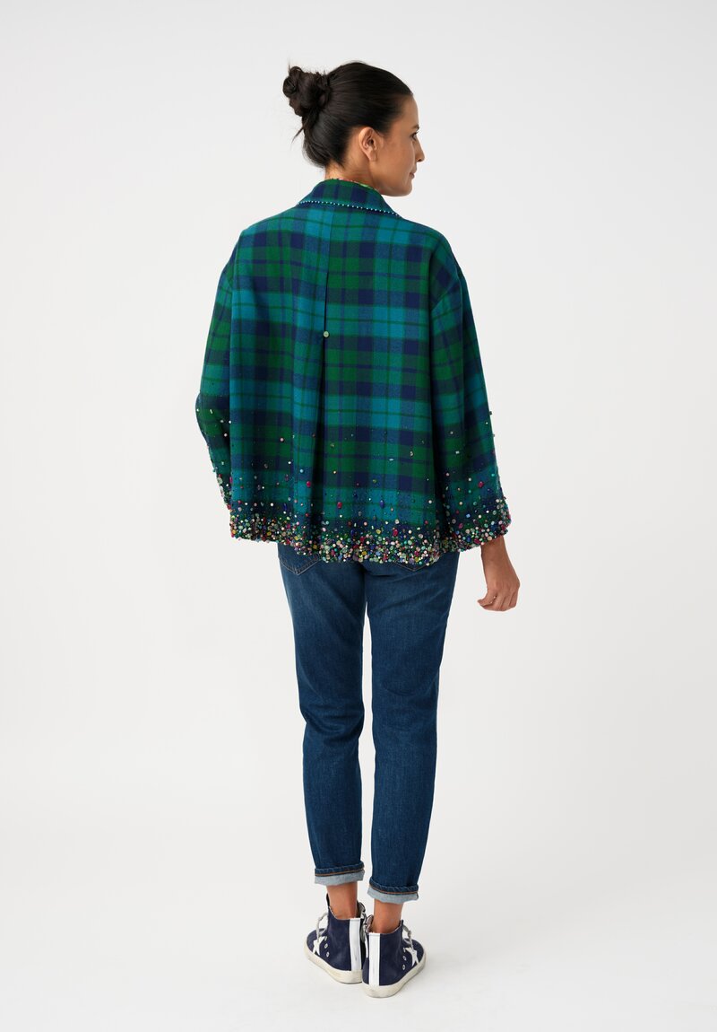 Péro Silk Blend Gem-Studded Plaid Coat