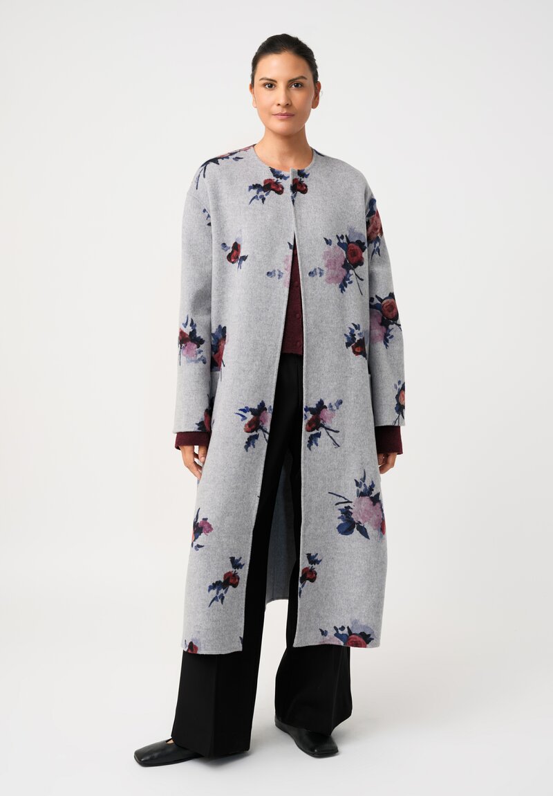 Erdem Double-Faced Rose Print Belted Coat