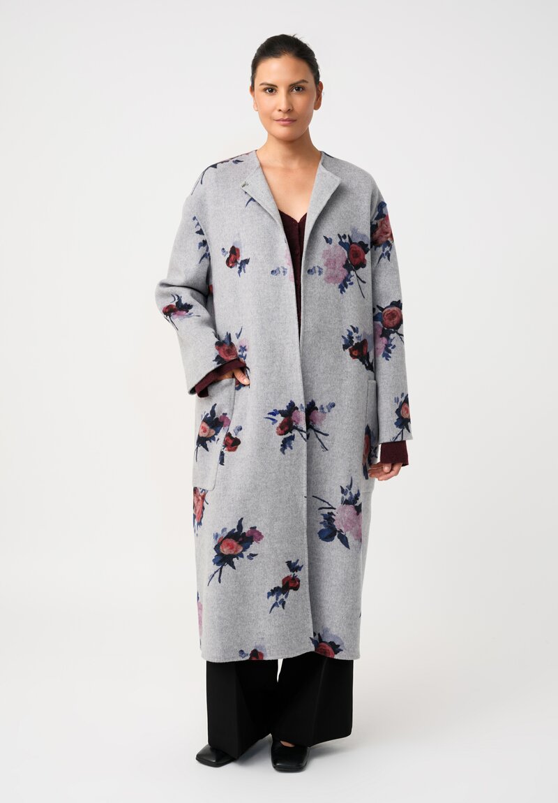 Erdem Double-Faced Rose Print Belted Coat