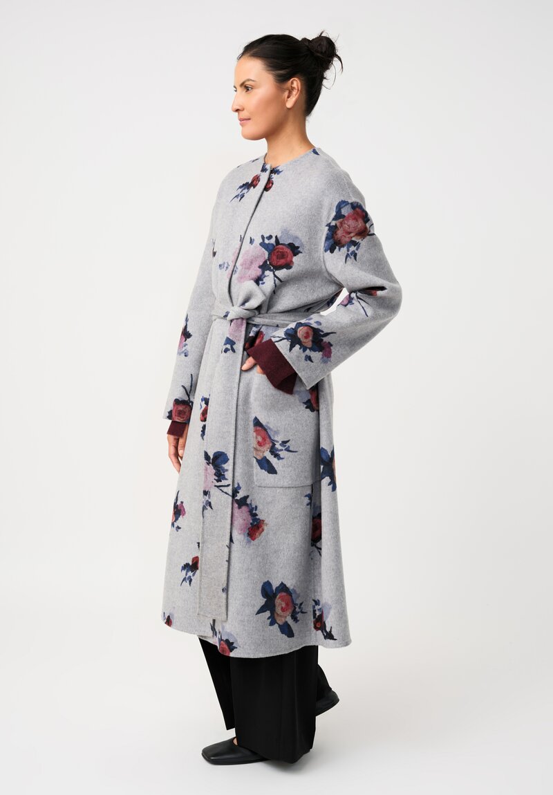 Erdem Double-Faced Rose Print Belted Coat