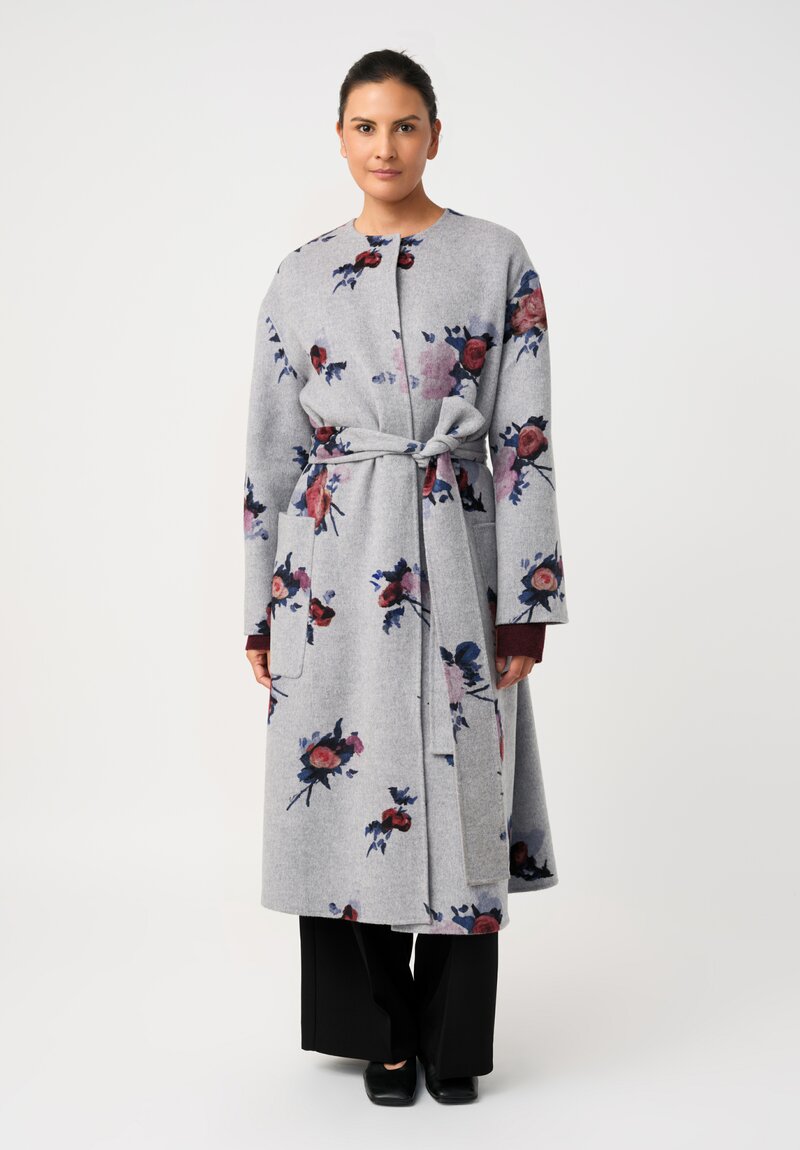 Erdem Double-Faced Rose Print Belted Coat