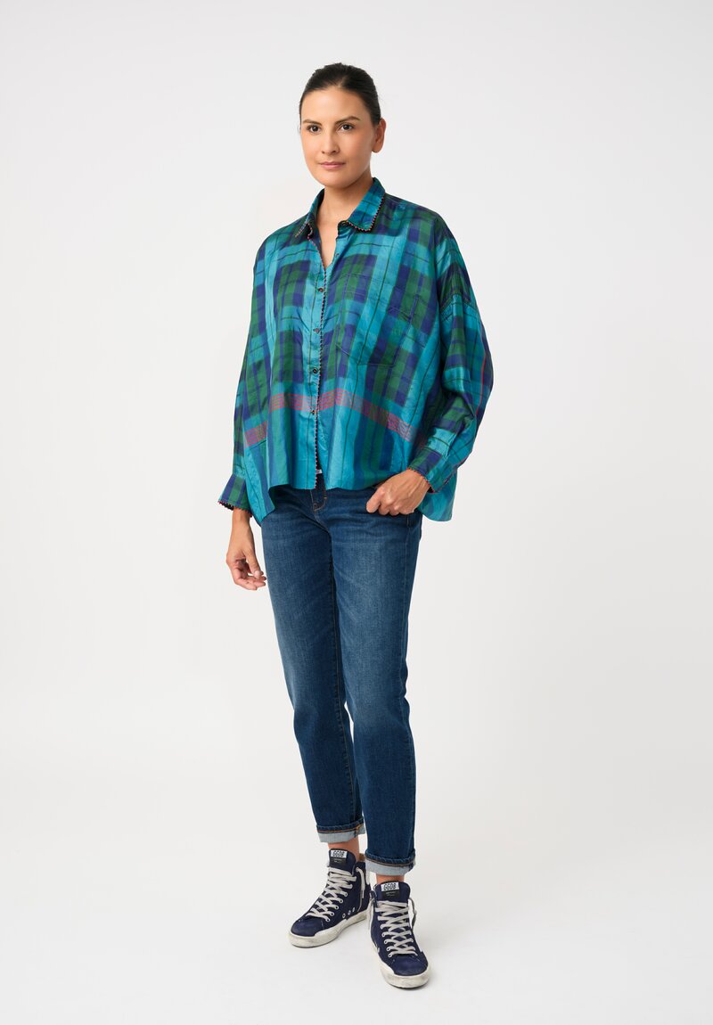 Péro Silk Hand-Knotted Plaid Button Down