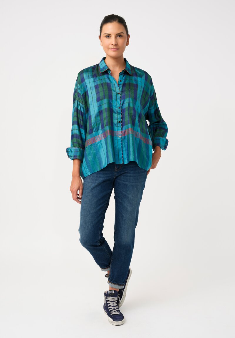 Péro Silk Hand-Knotted Plaid Button Down