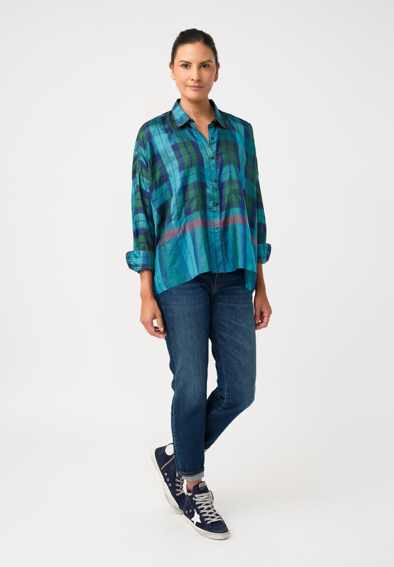 Péro Silk Hand-Knotted Plaid Button Down