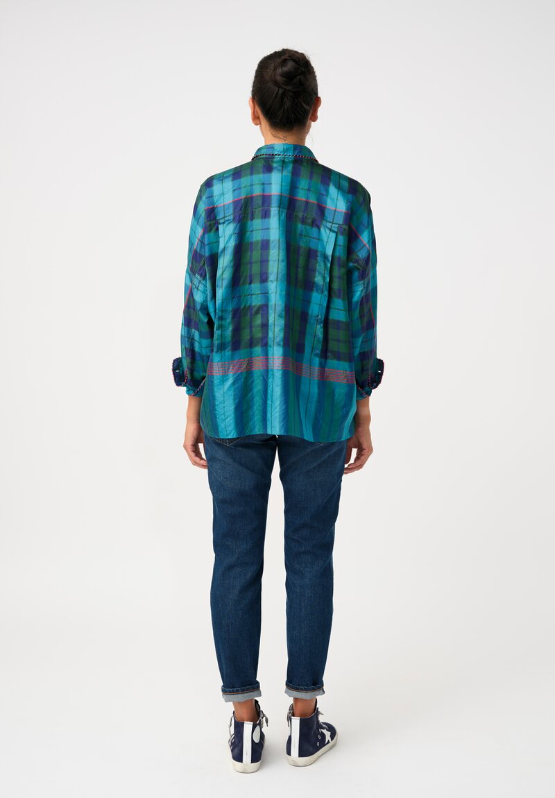 Péro Silk Hand-Knotted Plaid Button Down