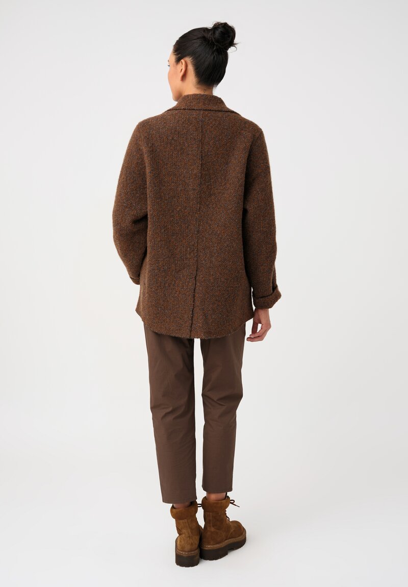 Boboutic Notch Lapel Open Front Jacket in Grey & Tobacco Brown Salt & Pepper
