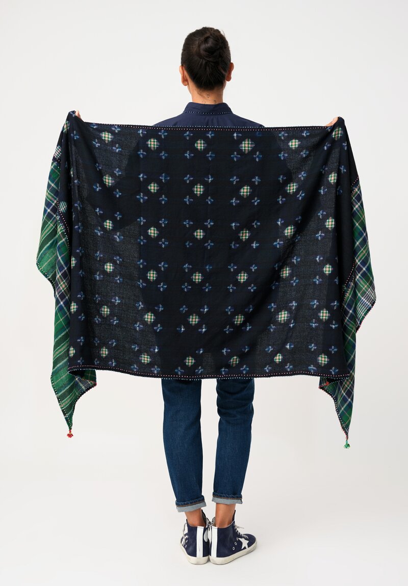 Péro Silk Plaid Scarf with Tassles