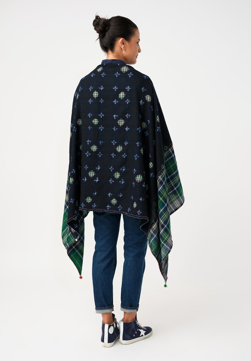 Péro Silk Plaid Scarf with Tassles