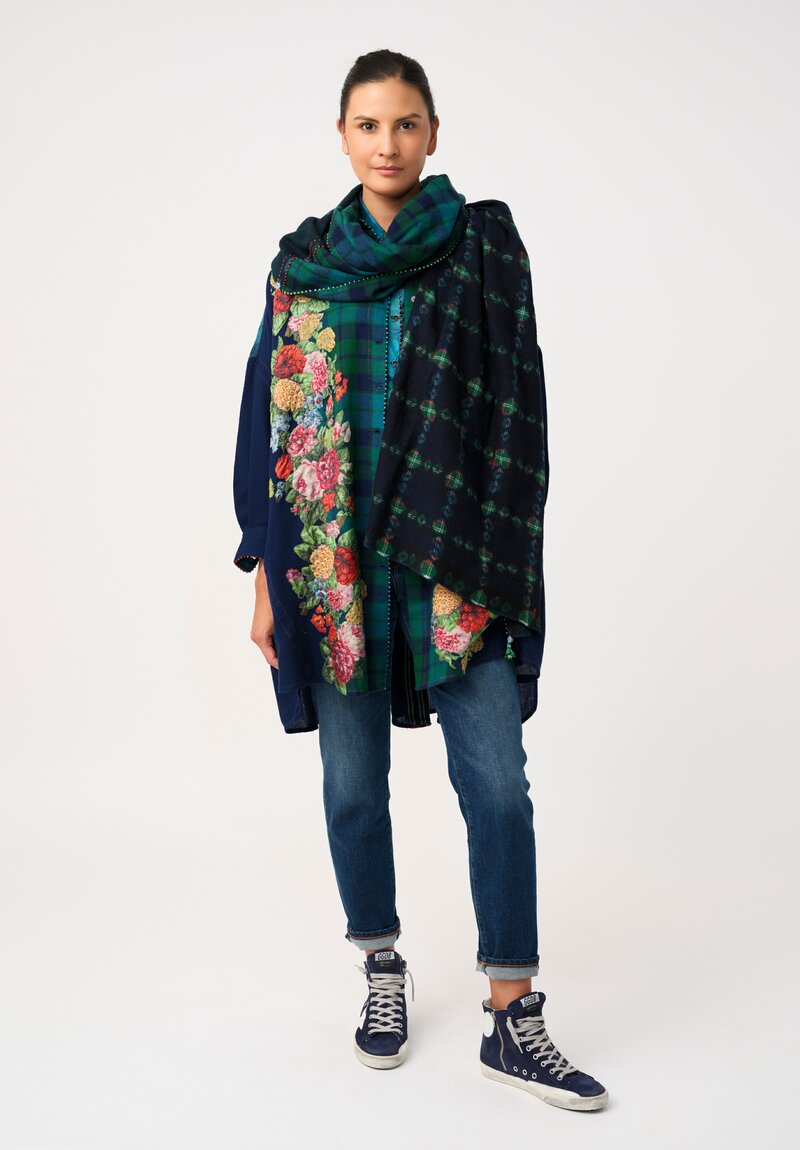 Péro Silk Plaid Scarf with Tassles