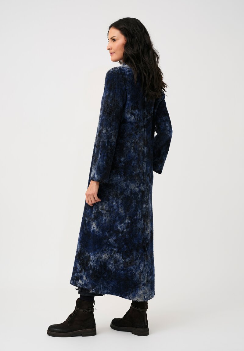 Avant Toi Knit Thermal Bouclé Open-Front Duster in Midnight Blue Sale e Pepe Camouflage