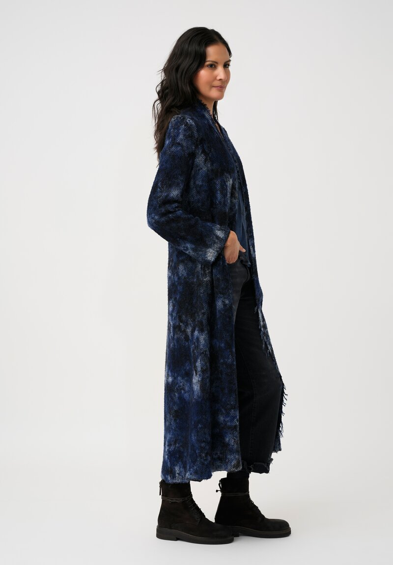 Avant Toi Knit Thermal Bouclé Open-Front Duster in Midnight Blue Sale e Pepe Camouflage