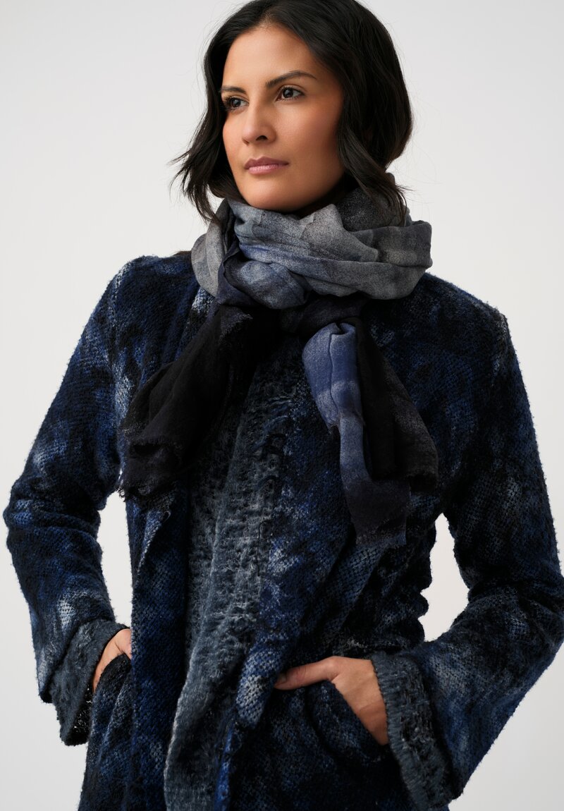 Avant Toi Knit Thermal Bouclé Open-Front Duster in Midnight Blue Sale e Pepe Camouflage