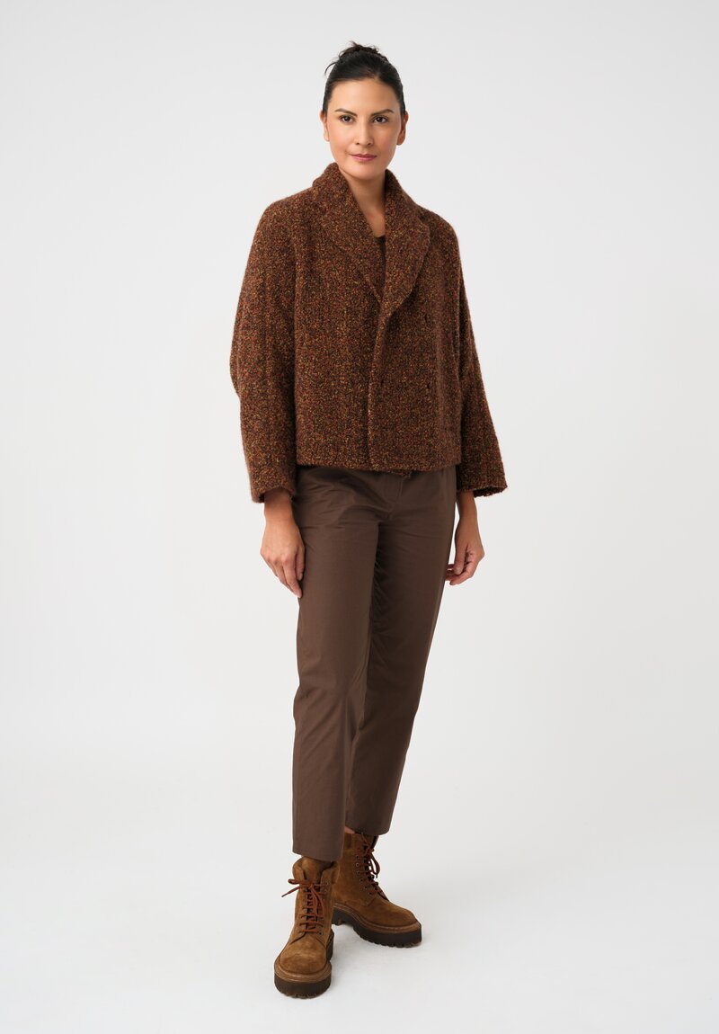 Boboutic Double Breasted Notch Lapel Jacket in Ochre & Brown Salt & Pepper